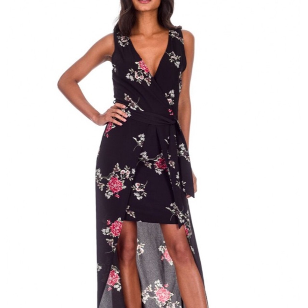 Floral Print wrap maxi dress